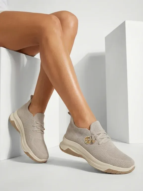 Royalfashion Selene women's sneakers - comfortable white flat-soled shoes